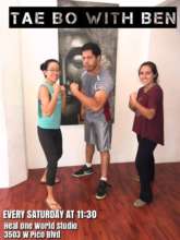 Miinkay and Daniela with Taebo Instructor Ben