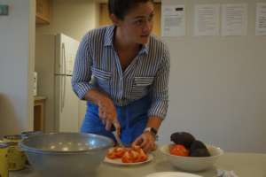 Danielle preparing and teaching about healthy food