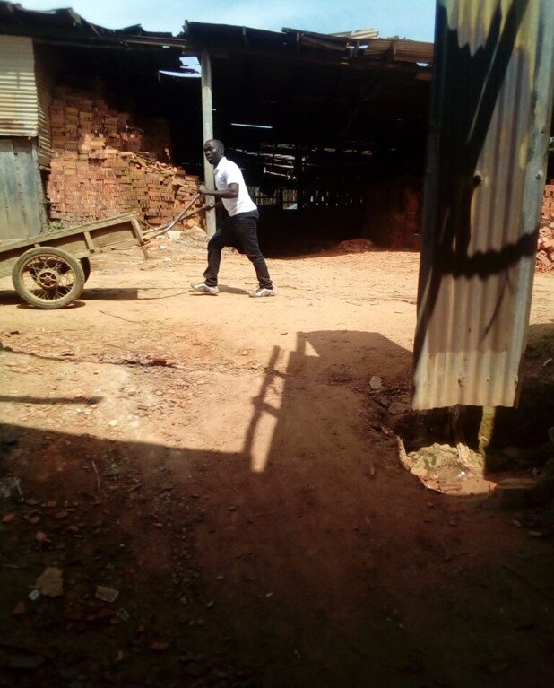 Youth with a bricks carrier
