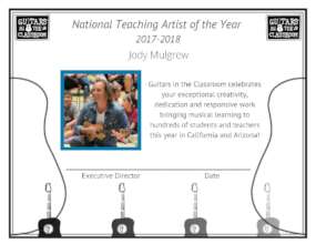 Jody Mulgrew, National Teaching Artist of the Year