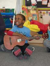 His first moment being trusted with a ukulele!