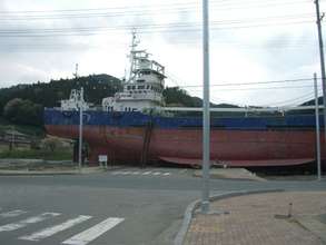 Fishing boat on a Kesennuma street (2)