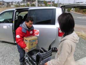 Relief items arriving in Higashi-Matsushima City