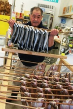 Working in the temporary fish market.