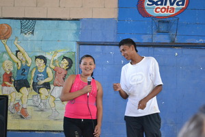 Karen and Jose Ernesto singing a celebration song