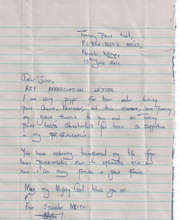Thank you letter from Sylvester
