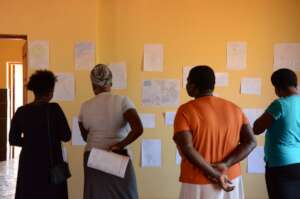 Admiring the work from the students