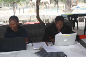 Two students working