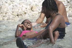 Yolene in the ocean and loving every moment!