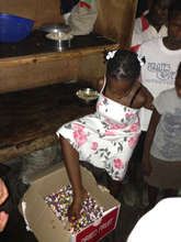 Passing out candy after the meal