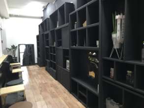 Minyeal helped assemble shelves at "Good Coffee"