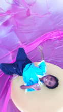 Look! I'm in a purple silk balloon!
