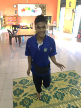 Cheerful Daniel also dances!