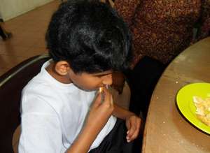 Thurga is already able to eat independently