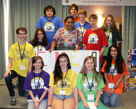 Presenting projects to Laureate Rigoberta Menchu