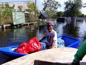 Collecting supplies on a kayak