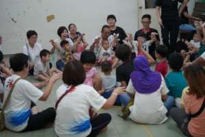 Singing time with volunteers from GMC
