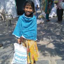 Happy to receive food ration