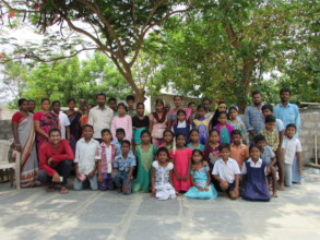 Children, parents and Mr. Pratip,  CPI colony