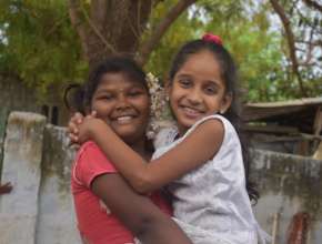 Happy children at remote slum school