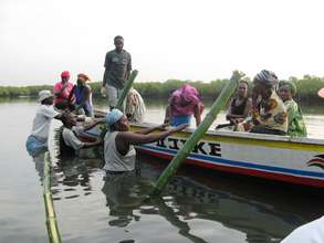 Women loading canoe