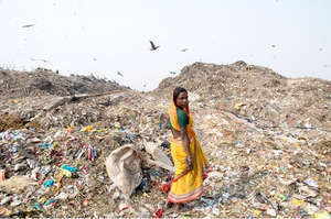 A typical site of a landfill in New Delhi