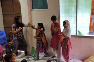 Teaching children karate moves