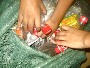 Plastic bottles collected for recycling