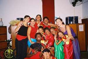 Volunteers and children prepared for presentation