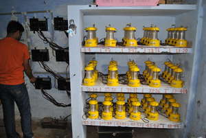 An inside view of the solar charging station