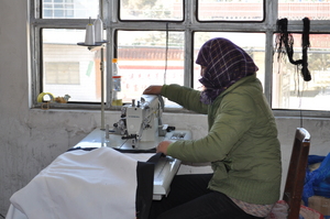 Women Sewing Tent