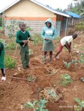 Students helping in the school garden