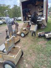 Wheelchairs donated during the event.