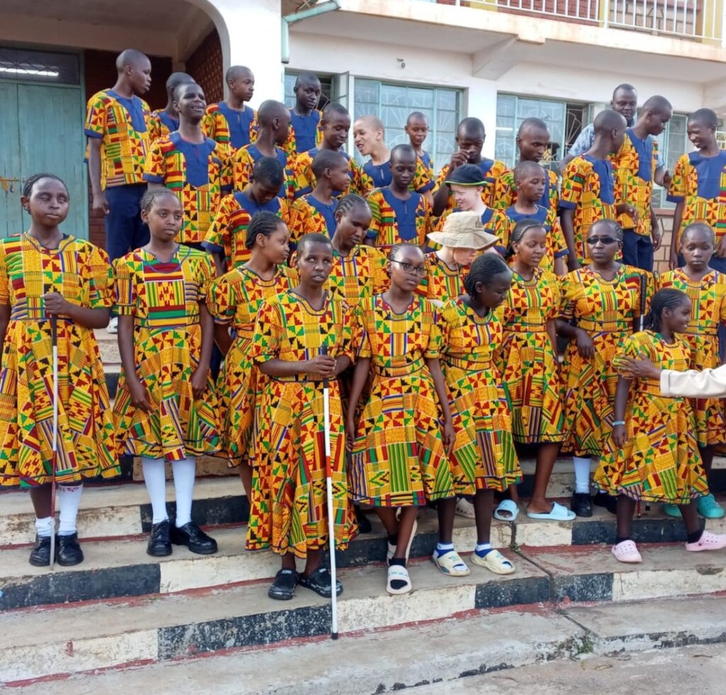 St Lucy's students in their new choir uniforms
