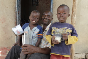 Leston with sons Cornelius and Misheck