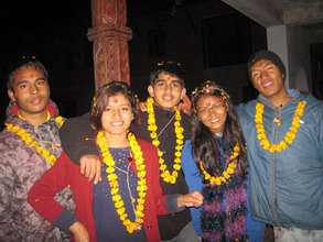 Laxmi, second from left, at Tihar festival