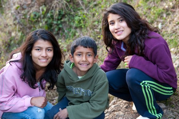 Laxmi (L) with Santosh and Pratima