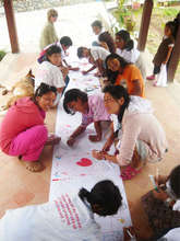 Making a Welcome sign for the party