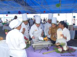 Judges tasting the dishes
