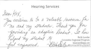 2017 Note from Audiologist