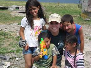 volunteers and local kids