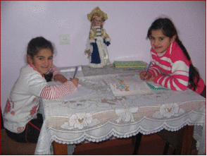 Ghazaryan sisters doing their homework at home