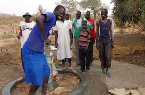Pumping water from new well in South Sudan