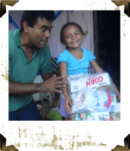 Child receiving much-need food items