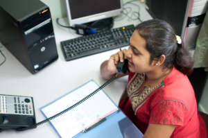Social worker managing the hotline
