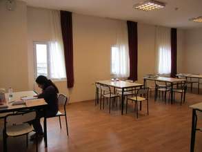 A girl studying in a study area