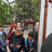 Education at a village spayathon