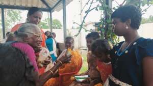Girls visit the oldage home