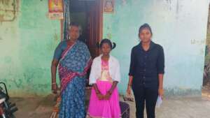 At home, with my granny and sis
