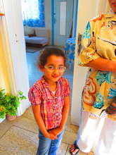 5-year-old Aya, just back from kindergarten.